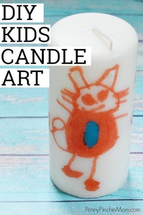 DIY Kids Artwork Candle – Candle Making Painting For Children, Summer Ideas For Kids, Candle Painting, Kids Candles, Budget Crafts, Church Camp, Custom Candle, Easy Christmas Gifts, Easy Arts And Crafts