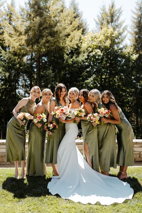 We caught up with the wedding industry's top vendors and businesses to get the scoop on what's really IN for summer 2024 weddings. #bridesmaiddresses #weddingideas #weddingplanning Bridesmaid Dresses Olive Green, Bridesmaid Dresses Olive, Olive Green Bridesmaid Dress, Olive Green Bridesmaid, Summer 2024 Wedding, Olive Bridesmaid Dresses, 2024 Wedding Trends, Olive Green Bridesmaid Dresses, Forest Green Wedding