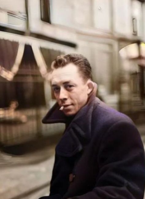 Albert Camus ▪︎☆▪︎ colorized by tugaykaban221c | instagram Albert Camus Pictures, Inspo People, Donna Tartt, Albert Camus, Iconic Photos, Philosophers, Classic Literature, Actor Model, Authors