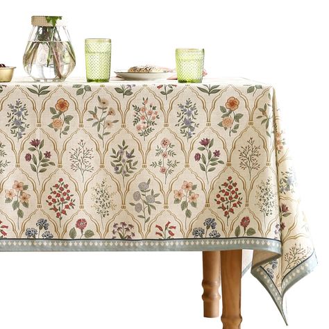 PRICES MAY VARY. Package Includes: 1pc rectangular tablecloth. The tablecloth in the display picture hangs about 40cm (16 inches) on one side. Please purchase the corresponding size for the desired matching effect. The above suggestions are for reference only; please choose based on actual measurements when buying. Unique Design: All patterns on our products are hand-painted by our European designers, offering both classic and novel styles with brilliant colors and exquisite details. This adds e Print Table Cloth Wedding, French Table Cloth, Tablecloth Design, Table Cloths, Thanksgiving Kitchen Decor, Thanksgiving Tablecloth, French Table, Floral Table Runner, Floral Tablecloth