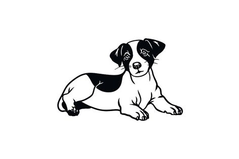 Jack Russell Terrier Black And White, Jack Russell Tattoo, Fox Terrier Chileno, Jack Russell Terrier Puppies, Jack Russell Dogs, Street Dogs, Dog Vector, Jack Russel, Line Art Tattoos