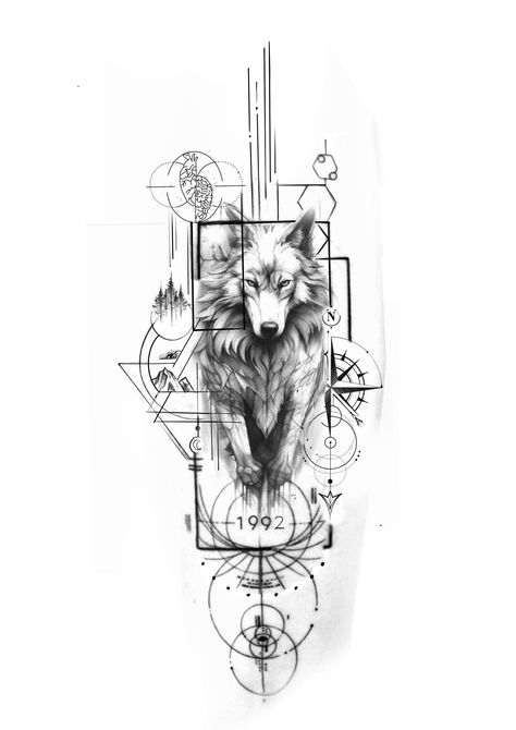 Geometric Concept Tattoo, Minimalistic Wolf Tattoo, Tornado Tattoo, Wolf Face Tattoo, Wolf And Moon Tattoo, Black Dragon Tattoo, Geometric Wolf Tattoo, Wing Tattoo Men, Band Tattoos For Men