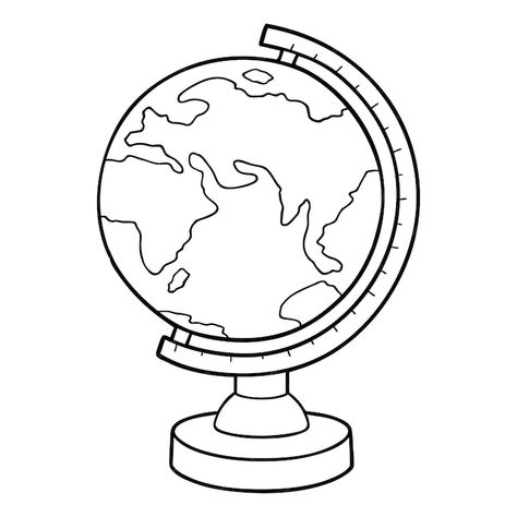 Premium Vector | Kids Coloring page with outline doodle globe Globe Outline, Kid Coloring Page, Logo Psd, Free Business Card Mockup, Kids Coloring, Flyer Maker, Card Banner, Business Card Maker, Poster Invitation