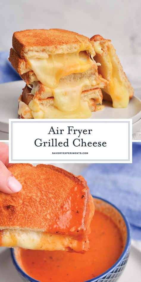 Air Fry Grilled Cheese Sandwich, Grilled Cheese Air Fryer, Air Fryer Recipes Easy Dinner, Air Fryer Grilled Cheese Sandwich, Air Fryer Recipes Grilled Cheese, Air Fryer Grilled Cheese, Oven Baked Bacon, Perfect Grilled Cheese, Grilled Ham And Cheese