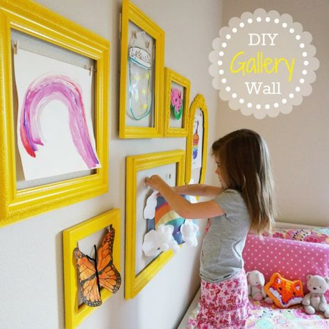 9 Easy Kids Room DIY Decor Ideas | Kate Decorates Kunst For Barn, Bilik Tidur Perempuan, Bilik Perempuan, Diy Gallery Wall, Art Display Kids, Kids Room Organization, Playroom Ideas, Toddler Bedrooms, Hemnes