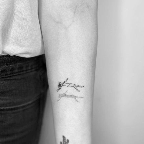 Word Line Tattoo, Woman Floating In Water Tattoo, Old Fine Line Tattoo, Nutrition Tattoo, Small Linework Tattoo, Lemon Tattoo, Feminist Tattoos, Swimmer Tattoo, Pixie Tattoo