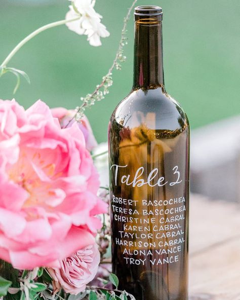 Michelle Celaya on Instagram: “I bet guests are still talking about the wine bottle seating display at this gorgeous vineyard wedding! (I know I still am!) . . . Planning…” Wine Bottle Seating Chart, Wine Bottle Table Numbers, Wine Bottle Wedding, Wine Bottle Table, Brides Makeup, Wedding Wine Bottles, Wedding 2025, Seating Plan, Seating Chart Wedding