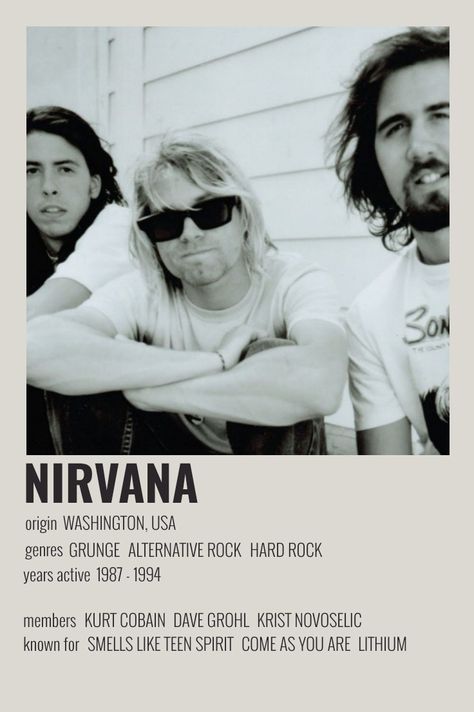 Nirvana Polaroid Poster, Nirvana Polaroid, Band Polaroid, Nirvana Album Cover, Nirvana Album, Music Addict, Nirvana Poster, Nirvana Band, Play List