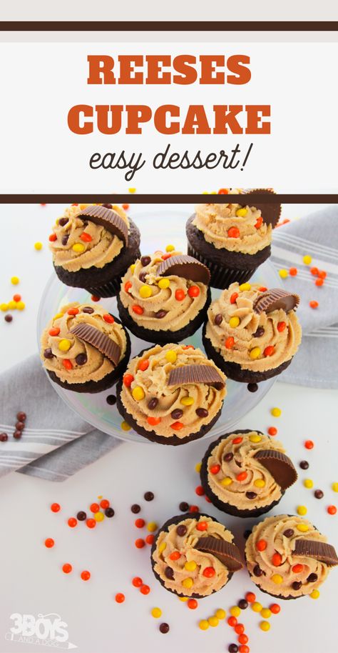 I love the ease of this Reese's Peanut Butter Cupcakes Recipe! Using a boxed cake mix for making cupcakes is the best! Reeces Pieces Cupcakes, Reece’s Pieces Cake, Reese's Peanut Butter Cupcakes, Kit Kat Cupcakes Recipe, Reese’s Pieces Cupcakes, Reese’s Cupcake Recipe, Reeses Cake Ideas, Reese’s Peanut Butter Cupcakes, Reese’s Pieces Cake Recipe