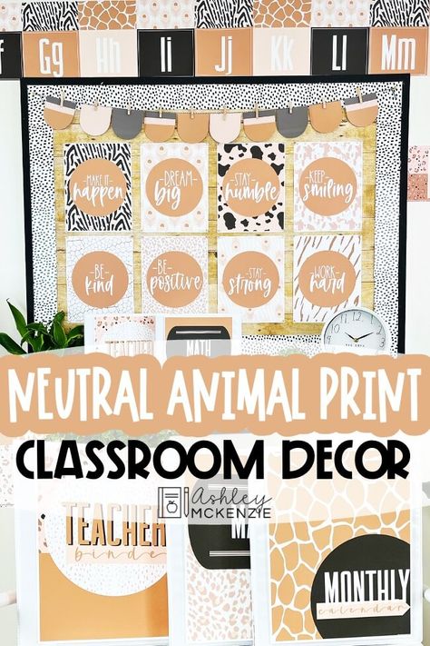 Animal Classroom, Wild Animals Classroom Theme, Boho Safari Classroom, Wild Animal Classroom Theme, Wild About Learning Theme, Safari Classroom Theme, Leopard Classroom Decor, Modern Leopard Classroom, Boho Neutral Animal Print Classroom