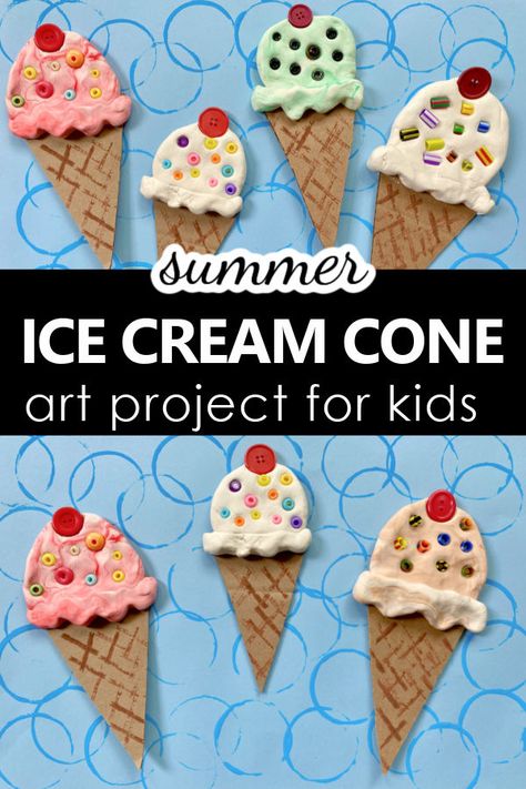 Ice Cream Cone Art, Ice Cream Cone Craft, Summer Art Activities, Sweets Art, Ice Cream Crafts, Summer Art Projects, Ice Cream Art, Art Project For Kids, Fall Art Projects