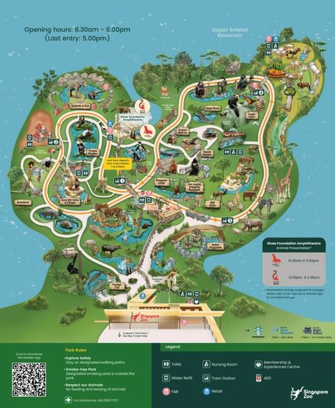 Singapore Zoo Map (2024 - 2022) | ThemeParkBrochures.net Zoo Map, Singapore Zoo, Part Time, Hidden Gems, Home Theater, Singapore, Gems, Wonder, Map