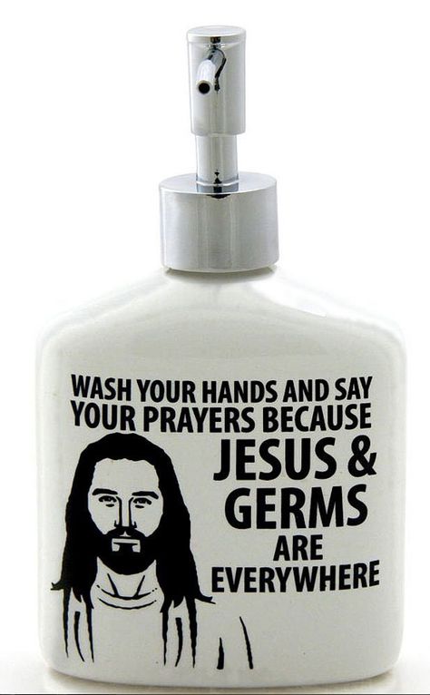 Amazon.com: Jesus and Germs Novelty Soap Dispenser Gag Gift: Home & Kitchen Funny Soap Dispenser, Funny Soap, Isaiah 1, Ceramic Soap Dispenser, Catchy Phrases, Lotion Dispenser, Yarn Bowl, Wash Your Hands, Liquid Soap