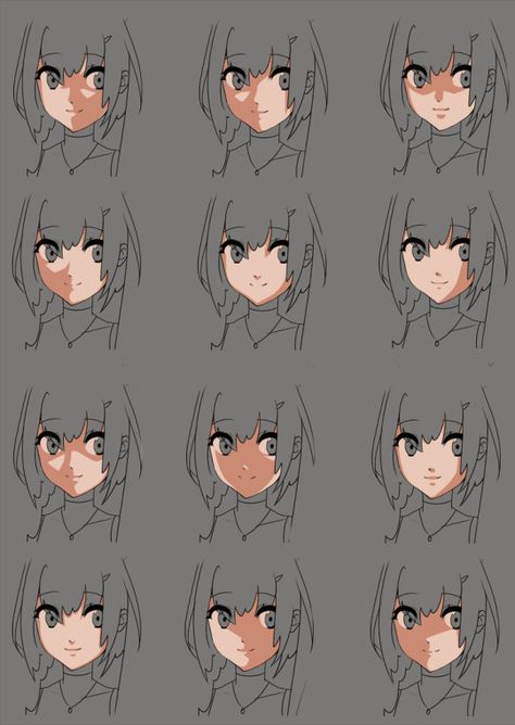 How to Art                                                                                                                                                                                 More Anime Face Shading, Face Shading, Shading Practice, Shadow Drawing, الفن الرقمي, Anime Face, Anime Karakterek, Digital Art Beginner, Drawing Faces