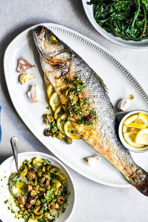 Roasted Whole Fish, Whole Baked Fish, Whole Fish Recipes Baked, Branzino Recipe, Baked Whole Fish, Italian Fish, Whole Fish Recipes, Walleye Recipes, Snapper Recipes