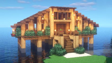 Cool Minecraft Houses Survival, Minecraft Lake House, Minecraft Lake, Minecraft Wooden House, Minecraft Survival House, Minecraft Beach House, Minecraft Houses Survival, Rumah Minecraft Sederhana, Minecraft Houses Blueprints