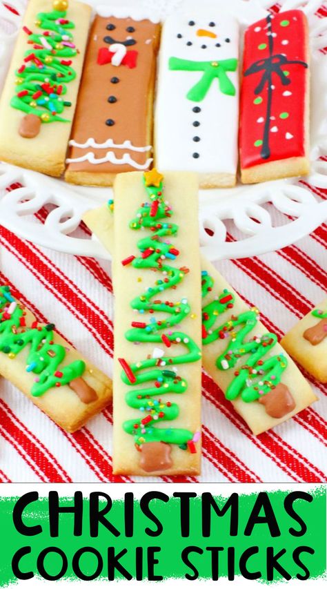 Christmas Cookie Sticks, Christmas Cookie Swap, Cookie Recipes Decorating, Stick Christmas Tree, Cookie Sticks, Cookie Gift, Christmas Cookie Exchange, Christmas Cookies Easy, Christmas Sweets