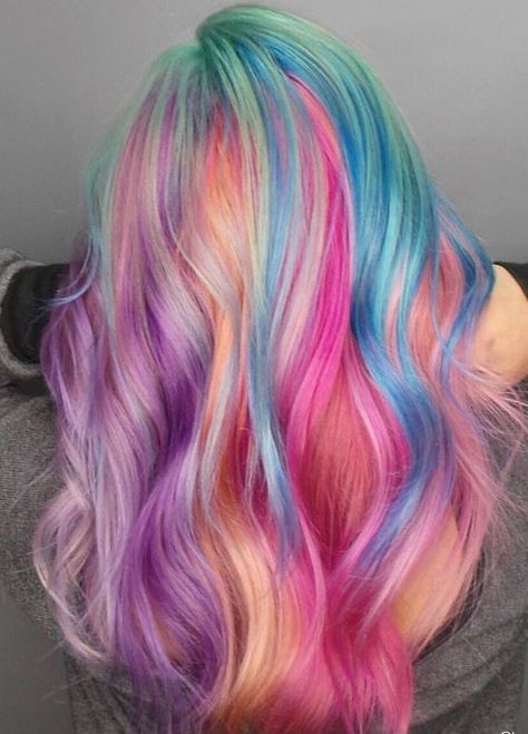 2024 Hair Color Trends | Revamp Your Style with Highlights - Hair Colors Ideas Blonde Rainbow Hair, Unicorn Hairstyle, My Little Pony Hair, Pastel Rainbow Hair, Unicorn Hair Color, Rainbow Hair Color, Creative Hair Color, Candy Hair, Neon Hair