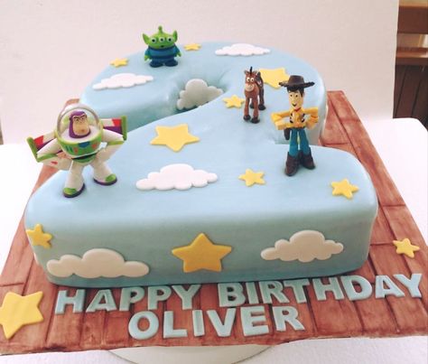 No.2 Toy Story Cake with fondant wooden floor Toy Story Cake No Fondant, 2 Fast Birthday Party Cake, Toy Story Number Cake, Toy Story Sheet Cake, Number 3 Cakes, Toy Story Food, Cow Print Birthday, Toy Story Birthday Cake, Kid Cakes