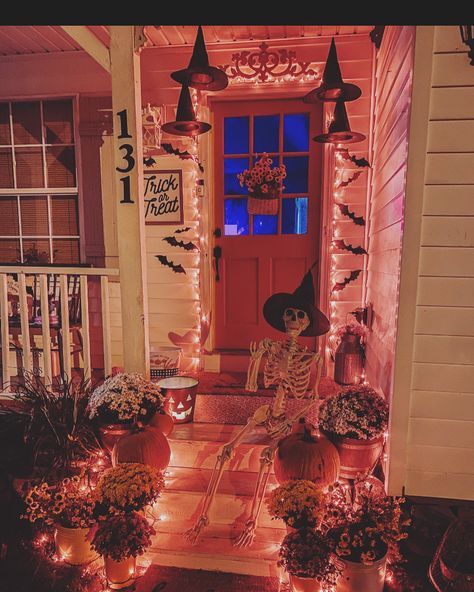 Added some spooky to the porch last night! Love the glow and “Mr. Bones” as the kids say lol #cottage #cottagecore #cottageonwynn #farmhouse #farmhouseinspo #homedecorations #cottagestyle #shabbychic #americanfarmhousestyle #americanfarmhouse #vintagestyle #betterhomesandgarden #modernfarmhousestyle #countrylivingmagazine #countryliving #fixerupperstyle #magnoliamarket #hgtv #countrysamplerfarmhousestyle #falldecor #halloween #spookyseason Follow my shop @cottageonwynn on the @shop.LTK a Cottagecore Halloween Decor, Cottage Halloween Decor, Halloween Porches, Halloween Porch Ideas, Halloween Widget, Cottagecore Halloween, Humble Bee, Mr Bones, American Farmhouse Style