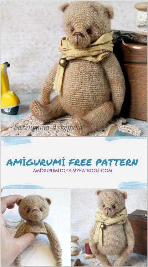 Amigurumi Bear Savely Free Pattern - amigurumitoys.myeatbook.com Easter Amigurumi, Crochet Characters, Crochet Bears, Crochet Stuffies, Teddy Bear Patterns Free, Handmade Kids Toys, Crocheted Animals, Bear Patterns Free, Knitted Toys Free Patterns