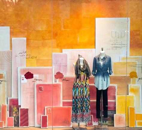 Behind the Design: Upcycled Displays Anthropologie Spring Window Display, Anthropologie Window Display, Anthropologie Display, Spring Windows, Anthropologie Art, Spring Window Display, Anthropologie Spring, Window Inspiration, Window Display Ideas