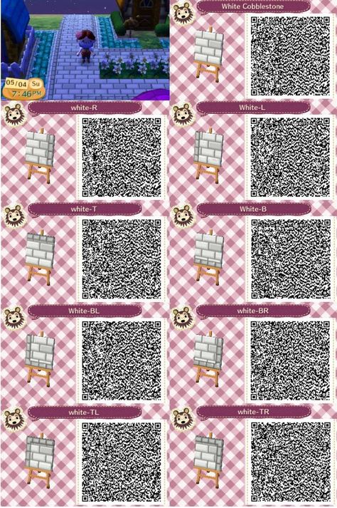 White Cobblestone Path QR Code | Animal crossing, Animal crossing qr, Animal crossing qr code flooring Animal Crossing Qr Codes Paths, Acnl Qr Codes Paths, White Cobblestone, Acnl Paths, Cobblestone Path, Animal Crossing Qr Codes, Bohemian Apartment Decor, Acnl Qr Codes, Animal Crossing 3ds