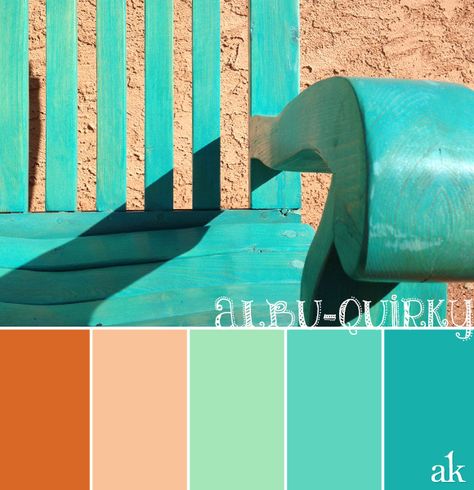 a New-Mexico-inspired color palette // orange, peach, teal Teal Color Palette, Teal Color Schemes, Southwest Colors, Mexican Colors, Color Boards, Southwest Decor, Branding Ideas, Mexican Decor, C2c Crochet