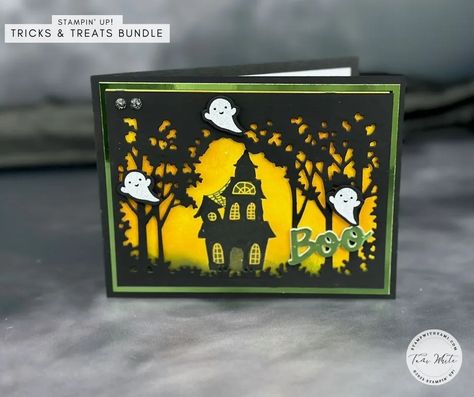 Haunted House Cards [Trick or Treat Series #11 & 12] - Stampin' Up! Demonstrator: Tami White | Stamping, Crafting, & Card-Making Stampinup Halloween Cards 2024, Stampin Up Tricks And Treats, Halloween Cards Stampin Up Ideas, Brush Techniques, Blending Techniques, Monster Box, House Cards, Halloween Cards Handmade, Halloween Favors