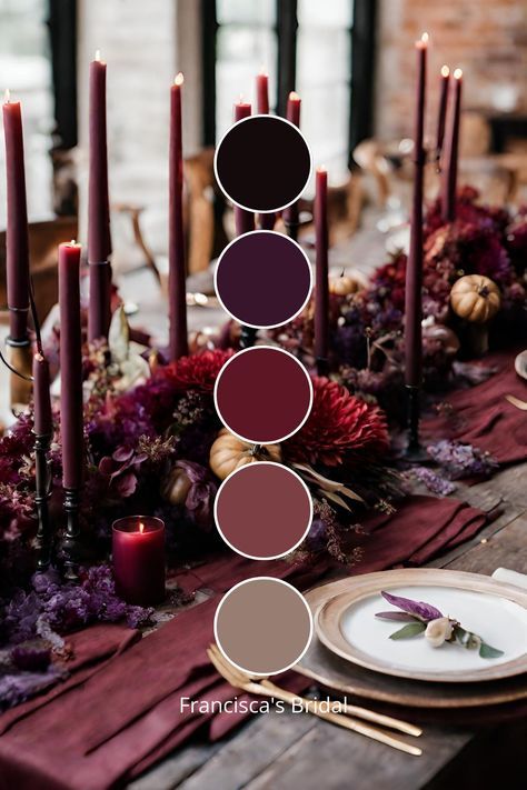 November Wedding Color Palette, Muted Jewel Tones Color Palettes Wedding, Plum And Rust Wedding Color Palettes, Plum Wedding Colors Colour Palettes, Fall Wedding Palette Purple, Fall Wedding Colors November, Moody Wedding Color Palette, Winter Wedding Color Palette Purple, Jewel Wedding Colors