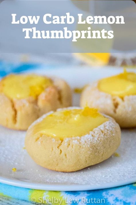 These low carb shortbread thumbprint cookies are filled with a sugar free lemon curd making this #ketodessert one you must try! The tang of lemon curd is perfection in one bite of this shortbread cookie recipe! #lemoncurd #lemoncookie #thumbprintcookie #cookies #ketocookies #ketobaking #sugarfreecookies Sugar Free Lemon Curd, Curd Filling, Diet Cookies, Keto Cookie Recipes, Patriotic Food, Healthier Options, Cookies Baking, Keto Friendly Desserts, Low Carb Dessert