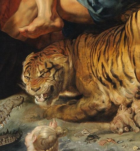 Peter Paul Rubens, The Four Rivers of Paradise, ca. 1615. (Detail). https://www.khm.at/de/objektdb/detail/1614/ -Kunsthistorisches Museum Wien, Gemäldegalerie- Kunsthistorisches Museum Wien, Paintings Ideas, Paul Rubens, Peter Paul Rubens, Cats Art, Deadly Sins, Old Paintings, Arte Fantasy, Ethereal Art