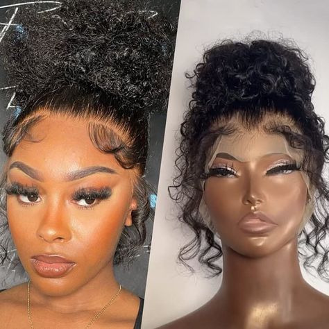 360 Lace Wig Ponytail, Curly Frontal Ponytail, Curly Wigs For Black Women Styles, 360 Wig Hairstyles, 360 Lace Frontal Wig Ponytail, Curly Wig Hairstyles, Black Hair Protective Styles, 360 Wigs, 360 Lace Frontal Wig