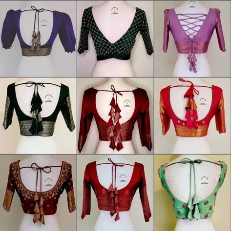 Saree Blouse Designs Latest Back Side, Banarsi Blouse Design Latest, Blouse Designs Latest Back Side, Banarsi Blouse, Gopi Dress, Vintage Blouse Pattern, Plain Blouse Designs, Casual Blouse Designs, Latest Blouse Neck Designs