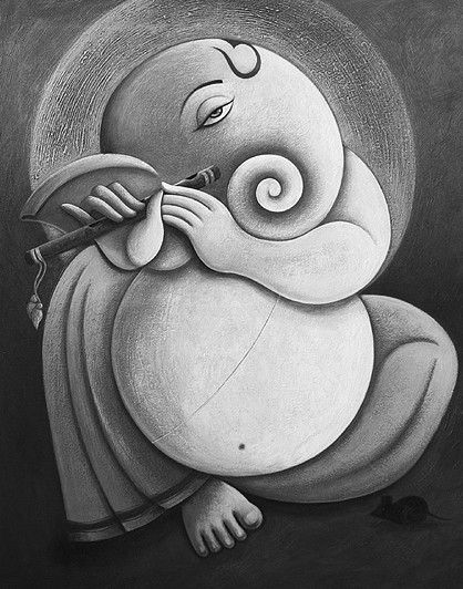 . Ganashpati Drawing, Ganesha Artwork, Buddha Painting Canvas, Ganesha Drawing, Playing Flute, Ganesh Art Paintings, Pen Art Work, 3d Art Drawing, Lord Ganesha Paintings