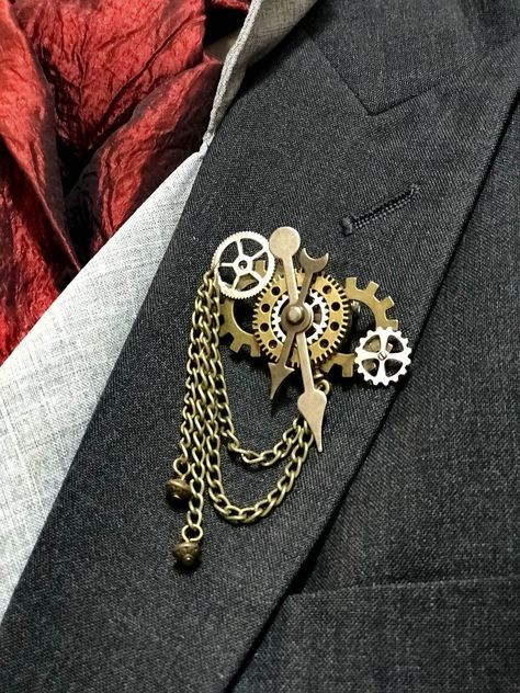 Steampunk Accessories Mens, Clock Themed Outfit, Steam Punk Earrings, Time Themed Outfit, Steampunk Crown, Steam Punk Outfits, Steam Punk Accessories, Modern Steampunk Fashion, Steampunk Suit