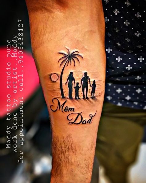 Shaka Tattoo, Mom Dad Tattoo Designs, Names Tattoos For Men, Dad Tattoo, Family Tattoo Designs, Camera Storage, Mom Tattoo Designs, Tattoo Prices, Mother Tattoos