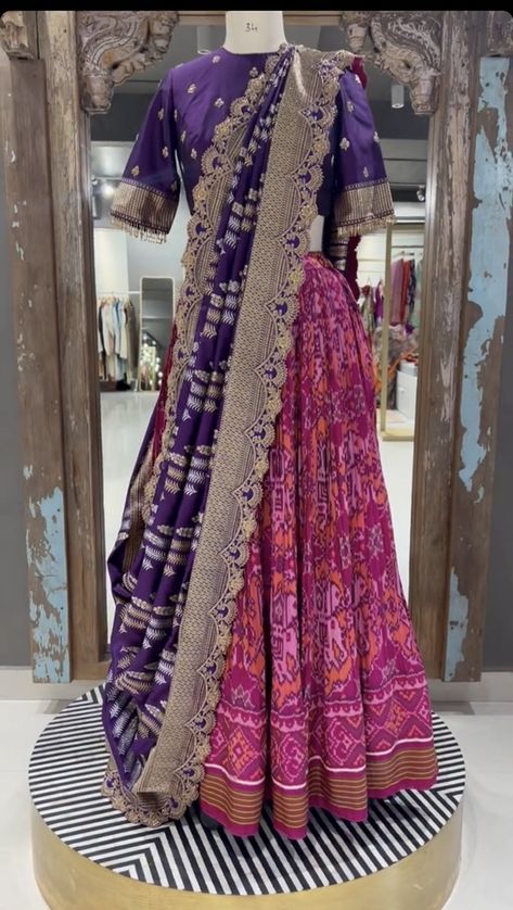 Pink Chaniya Choli Navratri, Patola Lehenga, Kalamkari Dresses, Lehenga Saree Design, Half Saree Lehenga, Indian Outfits Lehenga, Wedding Lehenga Designs, Lehenga Designs Simple, Indian Bride Outfits