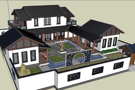 20 Kinds of Chinese Landscape Sketchup Models(Best Recommanded!!) – CAD Design | Free CAD Blocks,Drawings,Details Chinese House Blueprint, Chinese House Layout, Minecraft Chinese House Ideas, Siheyuan Chinese Courtyard, Chinese Style House, Chinese Home Design, Chinese Courtyard House, Chinese House Design, Chinese Villa