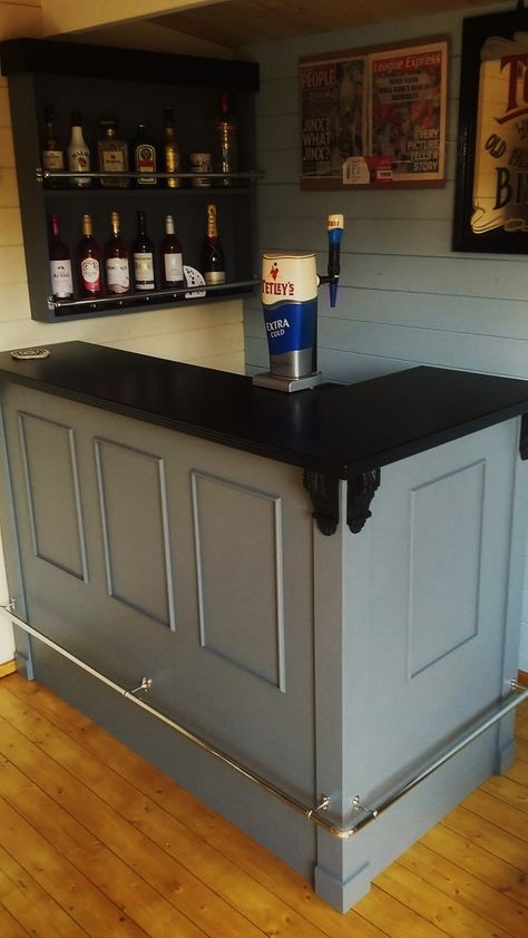 Bars For Man Cave, Game Room And Bar Ideas, Small Basement Corner Bar, Home Bar Diy Ideas, Retro Basement Bar Ideas, Basement Bar Colors, Black Bar Ideas For Home, Basement Bar Corner, Small Garage Bar