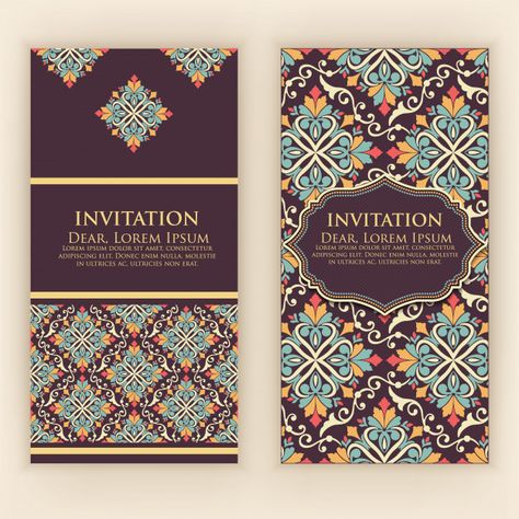 Invitation, cards with ethnic arabesque ... | Free Vector #Freepik #freevector #floral Abstract Ornaments, Eid Images, Motif Arabesque, Digital Invitations Wedding, Ornament Card, Islamic Calligraphy Painting, Business Card Design Creative, Floral Ornament, Calligraphy Painting