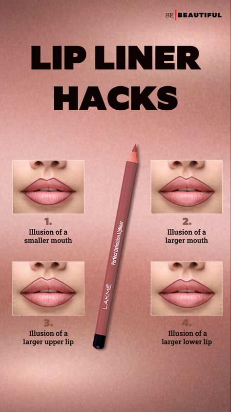 For most women, the lip liner is one makeup product that is shrouded in a lot of mystery. I mean, despite being told how essential this product is, most women end up reserving it for special occasions. Lip Counturing, How To Put Lip Liner On, Lip Liner Hacks, Lipstick With Lip Liner, Winter Makeup Natural, Lip Liner Looks, Liner Hacks, Lip Liner Application, Lips Makeup Tutorial