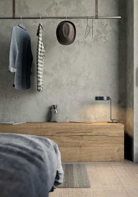 Wabi-Sabi Apartment by Drowart Studio Cement Wall Apartment, Cement And Wood Interior, Cement Color Paint Wall, Cement Walls Interior, Cement Wall Interior, Cement Interior Design, Cement Look Wall, Cement Wall Design, Cement Effect Wall