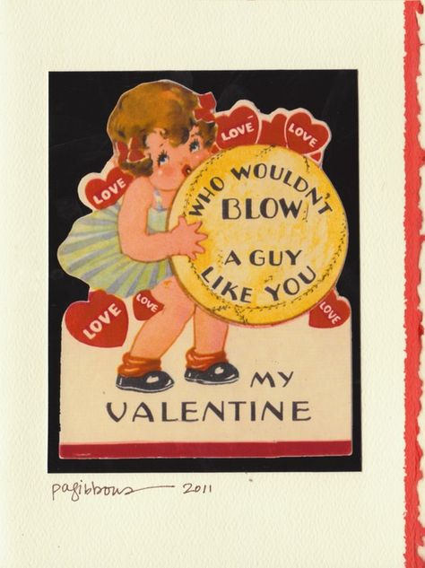 PA Gibbons Valentine Blank Card RISQUE NAUGHTY by Nurserycrimes, $5.00 Weird Valentines, Vintage Holiday Cards, Valentine Images, Old Cards, Vintage Valentine Cards, Retro Valentines, My Funny Valentine, Vintage Card, Valentine Fun