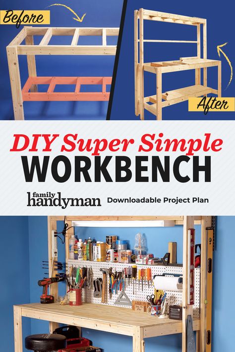 Diy Workbench Foldable, Simple Workbench Plans Diy, Diy Tool Bench Workbenches, How To Build A Workbench, Diy Tool Bench, Tablesaw Workbench, Work Bench Ideas, Pallet Work Bench, Diy Workspace