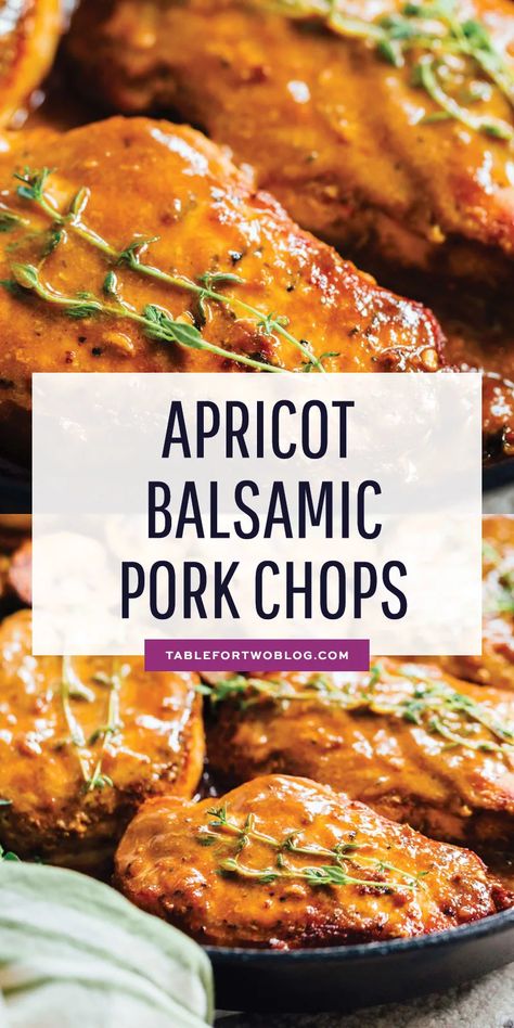 Glaze For Pork Chops, Apricot Pork, Balsamic Pork Chops, Apricot Recipes, Balsamic Pork, Glazed Pork Chops, Pork Chop Recipes Baked, Pork Chop Dinner, Dinner Rotation