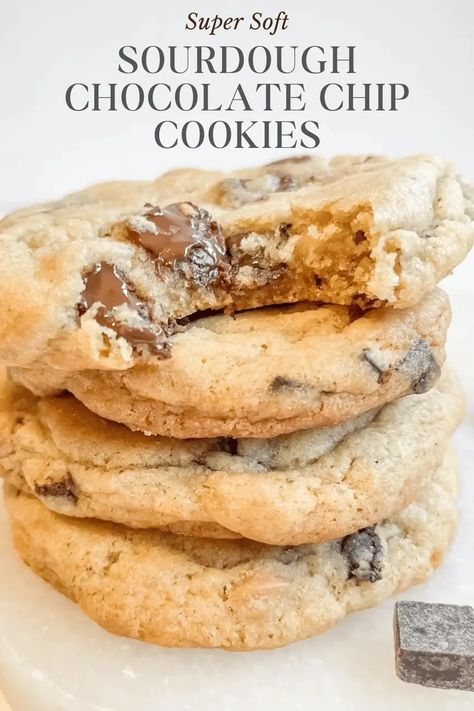 The best ever sourdough chocolate chip cookie recipe! So soft, easy to make and addicting. Once you have these you'll be hooked! Sourdough Butterscotch Cookies, Best Sourdough Cookies, Best Sourdough Chocolate Chip Cookies, Sourdough Bread Gift Ideas, Sourdough Discard Chocolate Chip Cookies, Sourdough Desserts, Sourdough Chocolate Chip Cookies, Sourdough Cookies, Caramel Chips