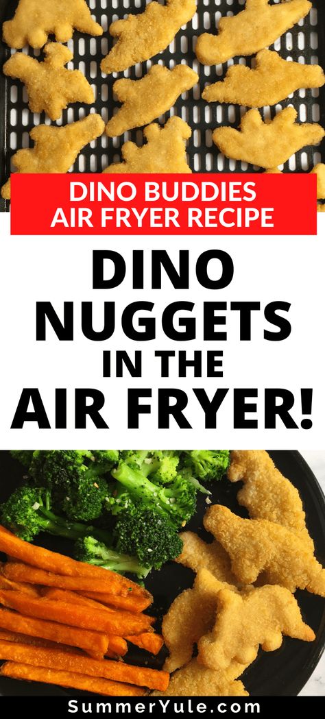 How long to cook dino nuggets in an air fryer? You can make air fryer Dino Buddies dinosaur chicken nuggets in only 10 minutes! You’ll learn how to make dino nuggets crispy in the air fryer with this easy air fryer recipe. Get the dino nuggets cook time, temp, instructions, nutrition, and much more. This recipe works with fun nuggets Tyson dino nuggets, Perdue Panko Breaded Dino Nuggets, Yummy Dino Buddies, and other dinosaur nuggets. #airfryer #dinonuggets #dinobuddies #kidfood #pickyeater Dino Nuggets Air Fryer, Homemade Dino Nuggets, Dinosaur Nuggets, Nugget Recipes, Dinosaur Chicken Nuggets, Dino Nuggets, New Air Fryer Recipes, Frozen Chicken Nuggets, Family Dinner Night