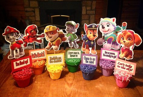 Paw patrol centerpieces Paw Patrol Birthday Theme, Paw Party, Paw Patrol Birthday Party, Patrol Party, Paw Patrol Party, Paw Patrol Birthday, 4th Birthday Parties, 3rd Birthday Parties, Boy Birthday Party