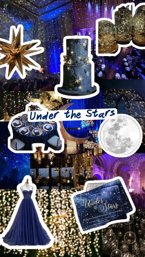 Under The Stars Quinceanera Theme, Under The Stars Theme, Starry Night Prom, Debut Ideas, Dance Decorations, Dance Ideas, Quinceanera Themes, Formal Dance, Winter Formal